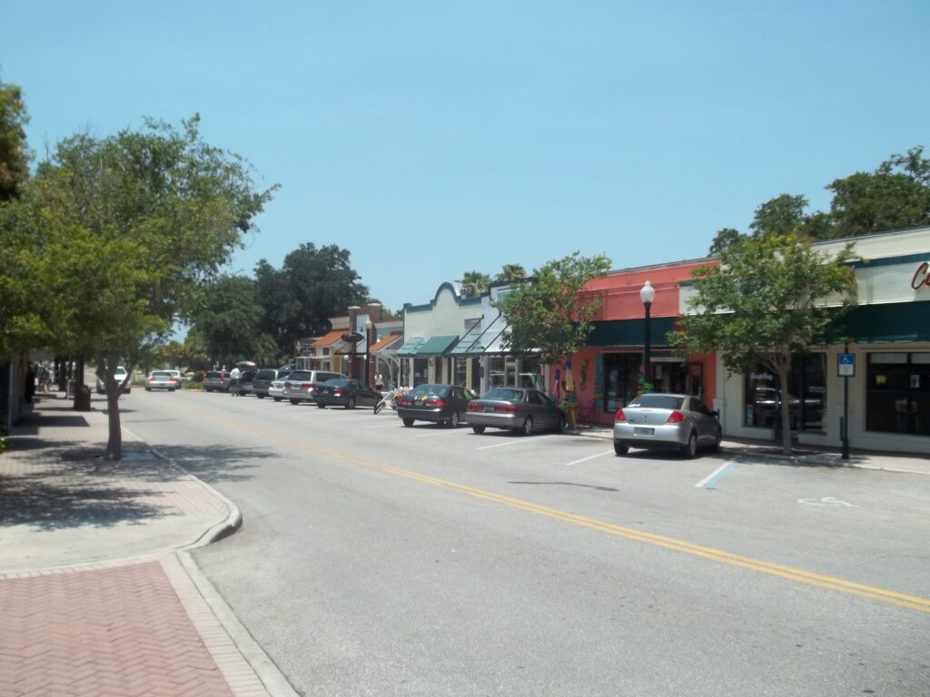 Downtown Dunedin Florida Main Street shops and local businesses